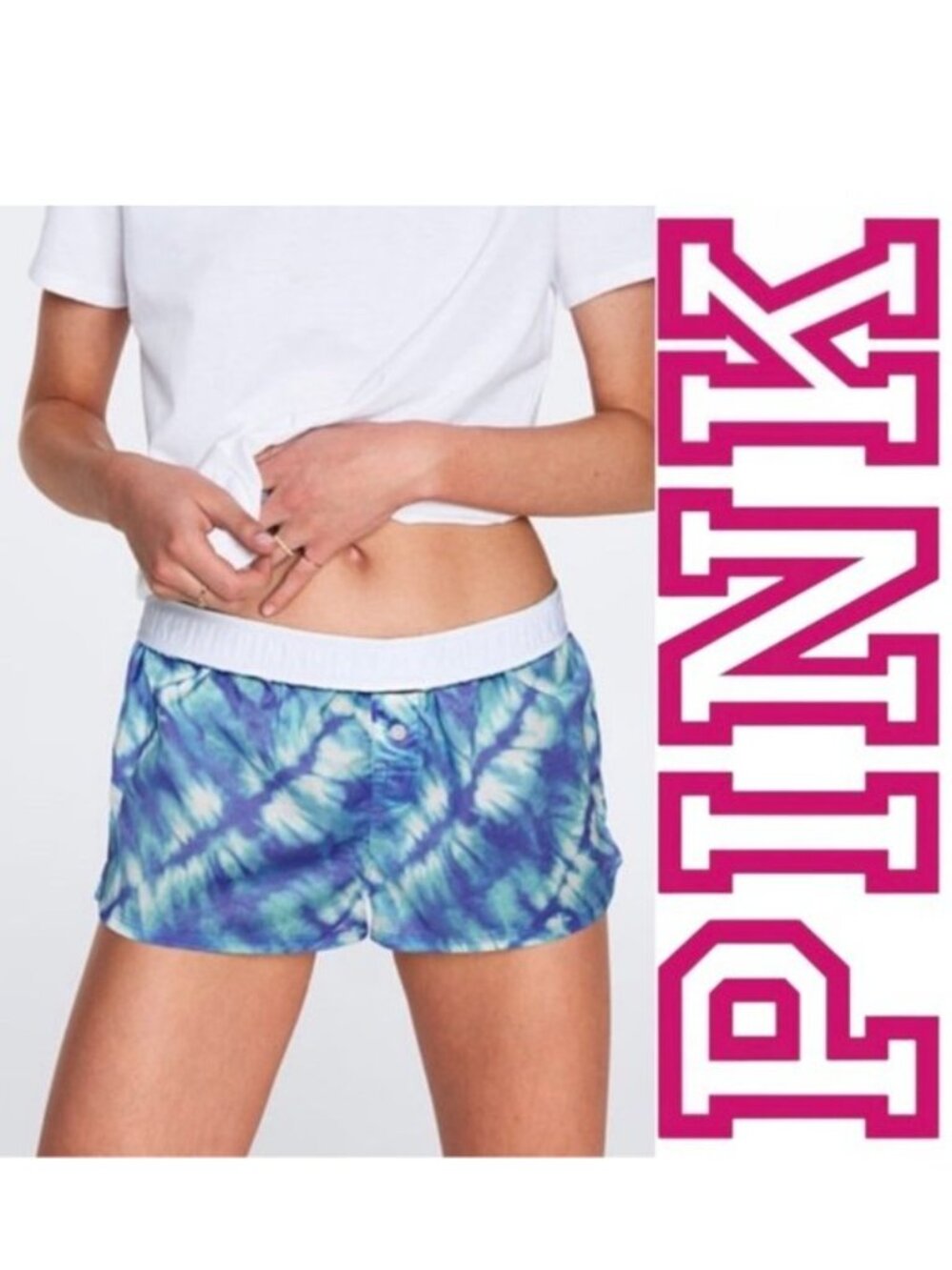 Victoria's Secret PINK | Blue And Purple Tie Dye Boxer Sleep Shorts| Size Small